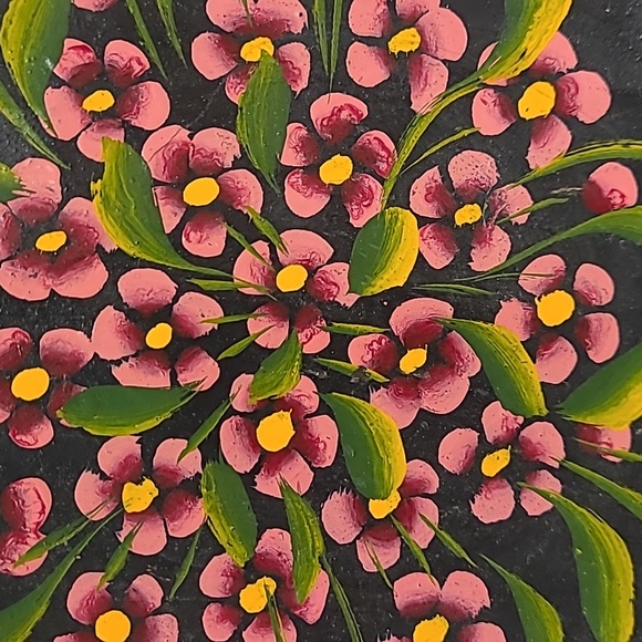 Vintage Mexican Hand Painted Floral Wooden Plate - Picture 2 of 16